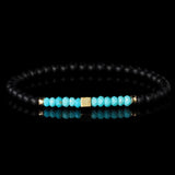 Turquoise, Onyx + Yellow Gold Bracelet
