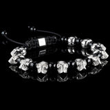 925 Skull + Onyx Macramé Bracelet