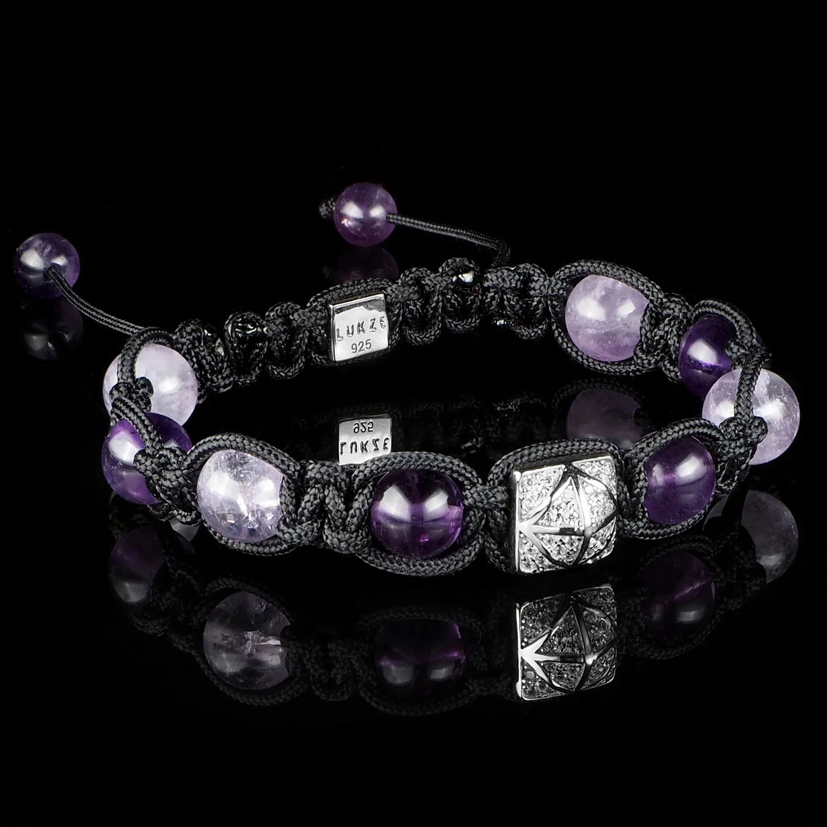 Amethyst + Diamond Shamballa Bracelet