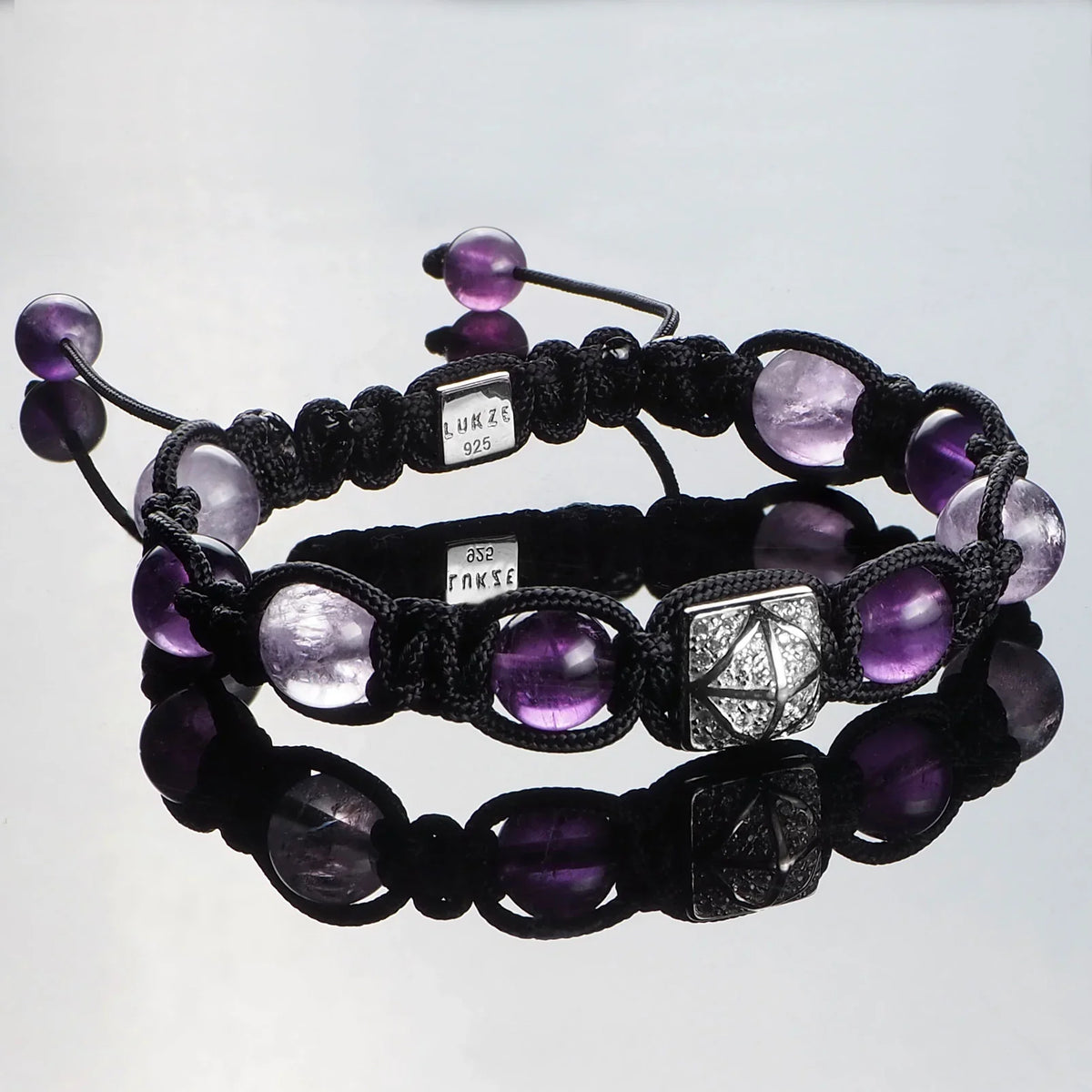 Amethyst + Diamond Shamballa Bracelet