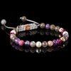 Lukze Arabian Night Macramé Bracelet with purple amethyst, pearl, and grey stone beads