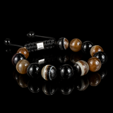 Brown Striped Agate 12mm Macramé Bracelet