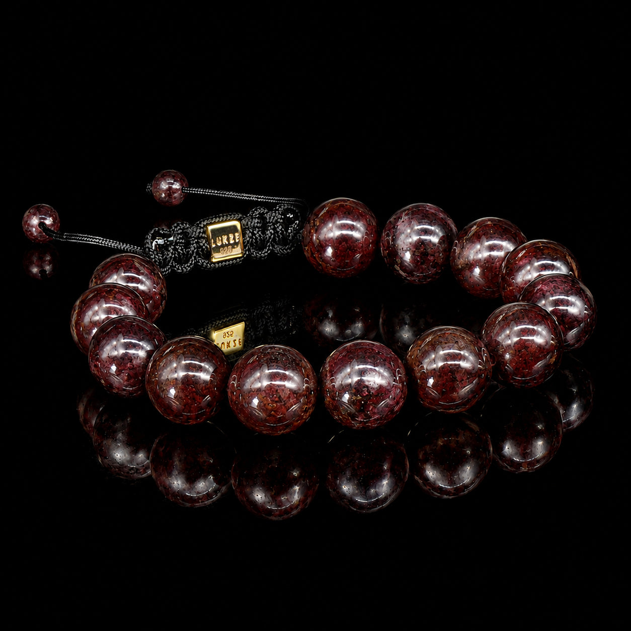 Garnet 12mm Macramé Bracelet