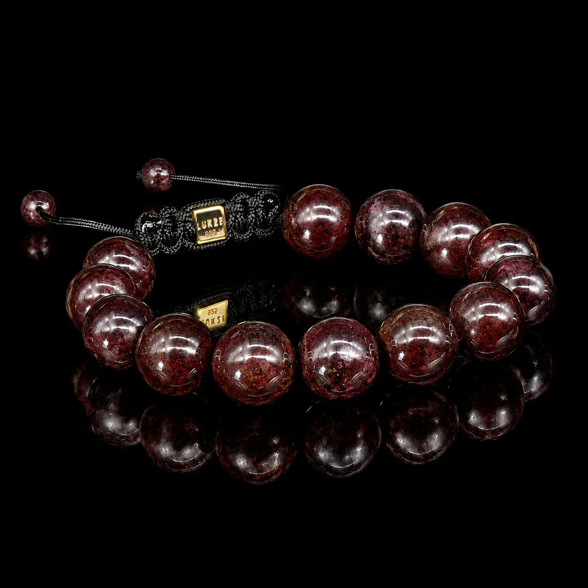 Garnet 12mm Macramé Bracelet