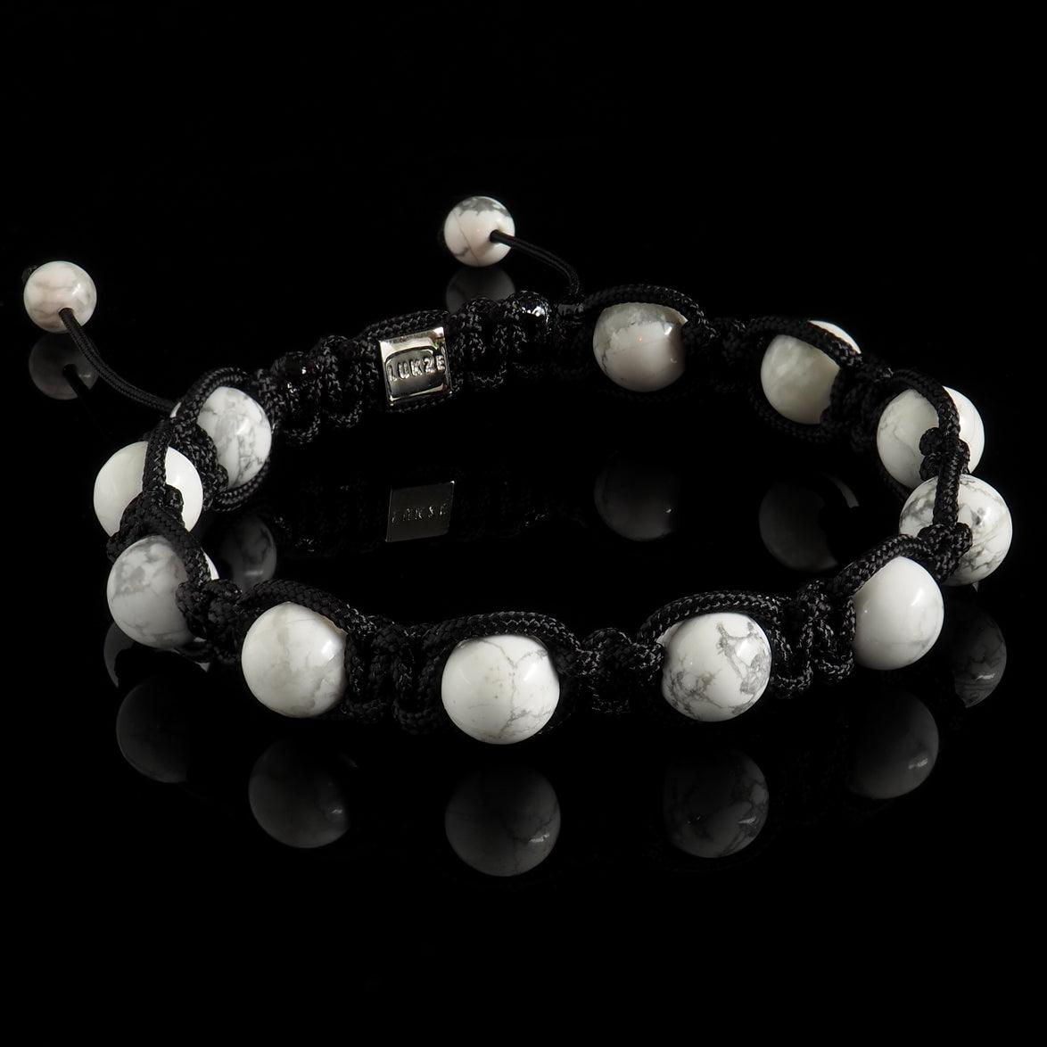 Howlite Shamballa Bracelet - Premium Mens Bead Bracelet - Lukze