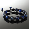 Blue Sediment Jasper Shamballa Bracelet - Premium Mens Bead Bracelet - Lukze