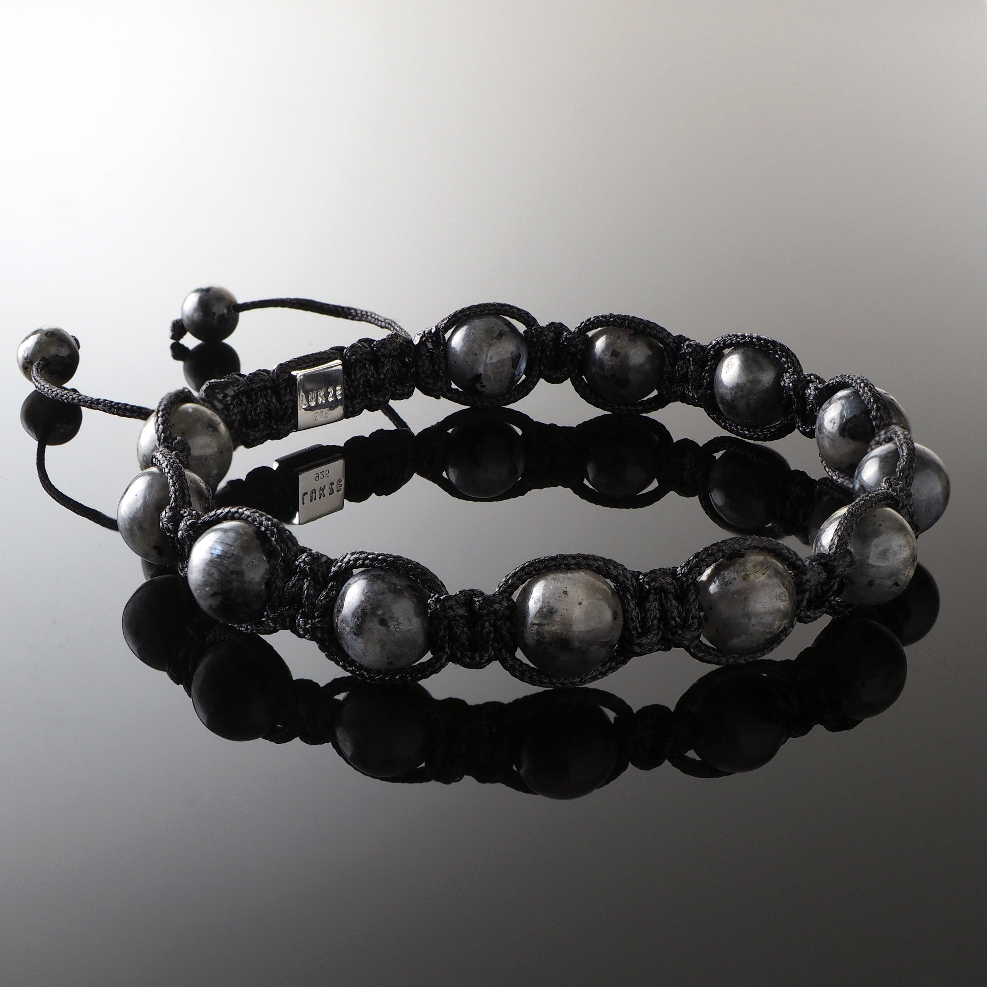 Larvikite Shamballa Bracelet - Premium Mens Bead Bracelet - Lukze