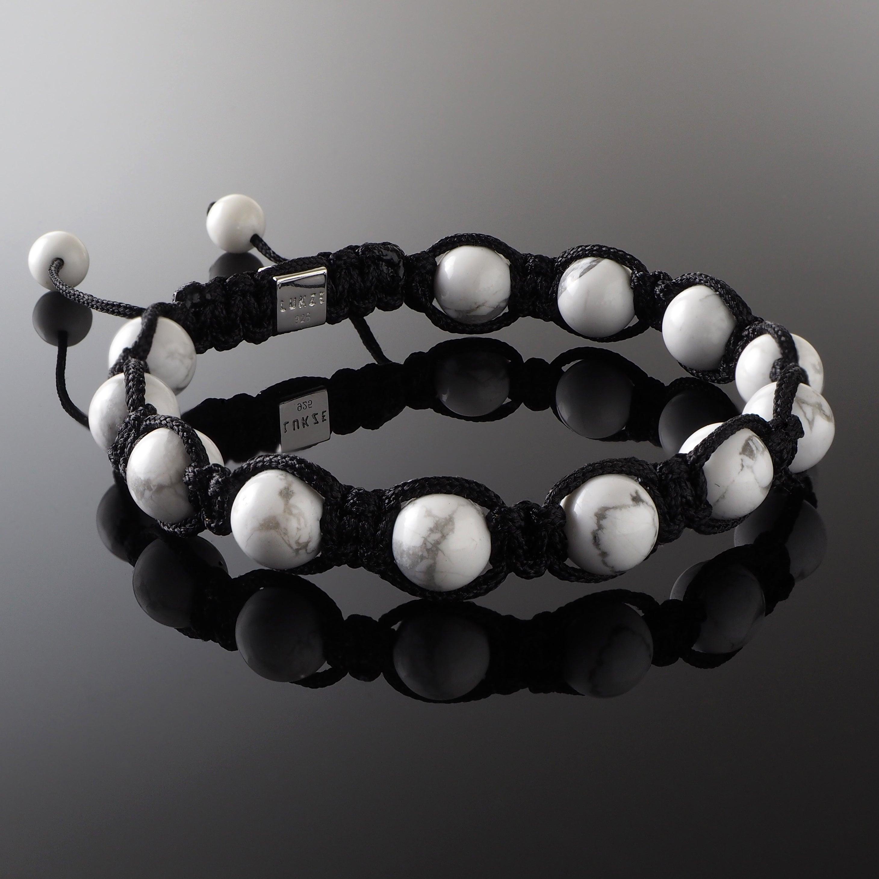 Howlite Shamballa Bracelet - Premium Mens Bead Bracelet - Lukze