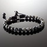 Larvikite Macramé Bracelet - Premium Mens Bead Bracelet - Lukze