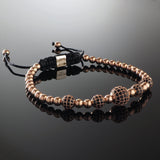 Handmade Beaded Macrame Bracelet with 925 Sterling Silver Adjustable Rose Gold Slip Knot Closure - Finished with Rose Gold filled 4mm beads and Cubic Zirconia CZ Diamond encrusted balls - Spiritual Jewelry Stones