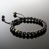 Golden Obsidian Macramé Bracelet - Premium Mens Bead Bracelet - Lukze