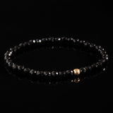 Faceted Onyx + Rose Gold Bracelet - Premium Mens Bead Bracelet - Lukze