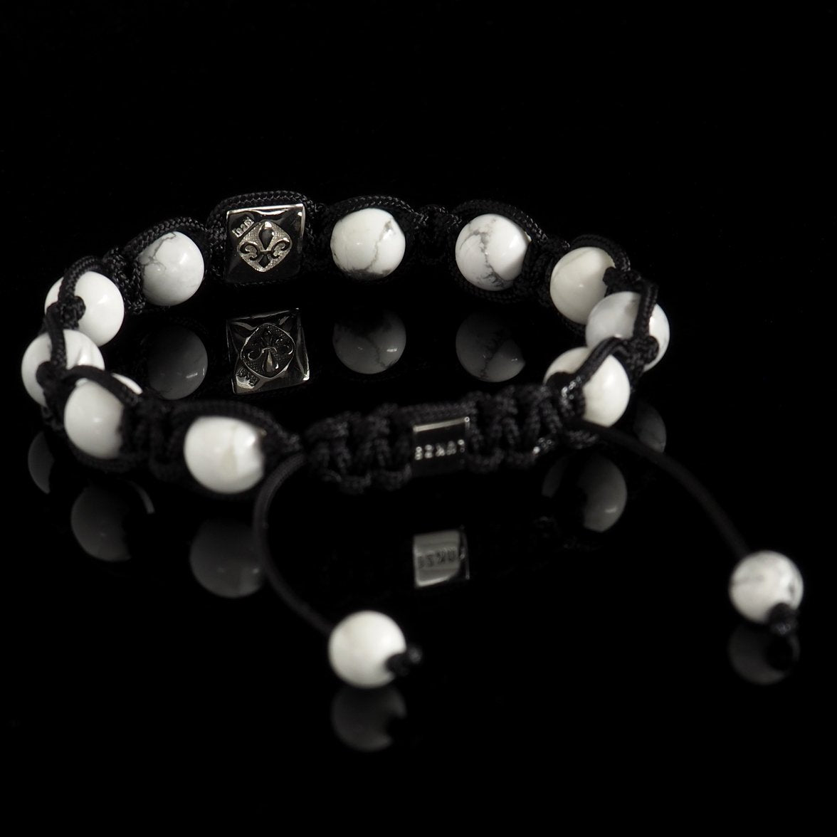 Howlite + Diamond Shamballa Bracelet - Premium Mens Bead Bracelet - Lukze
