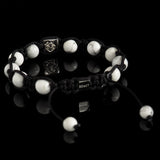 Howlite + Diamond Shamballa Bracelet - Premium Mens Bead Bracelet - Lukze