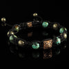 African Turquoise, Pyrite + Diamond Shamballa Bracelet - Premium Mens Bead Bracelet - Lukze