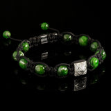Chrome Diopside + Diamond Shamballa Bracelet - Premium Mens Bead Bracelet - Lukze
