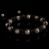 Charoite Shamballa bracelet with purple gemstone beads and black macrame cord by Lukze