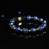 Lapis Lazuli + Gold Macramé Bracelet - Premium Mens Bead Bracelet - Lukze