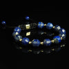 Lapis Lazuli and gold bead macramé bracelet by Lukze