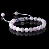 Mauve Amethyst + Crackle Quartz Macramé Bracelet