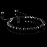 Hematite + Onyx Macramé Bracelet