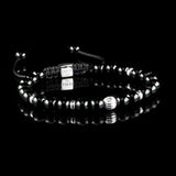 Onyx + 925 Silver Macramé Bracelet