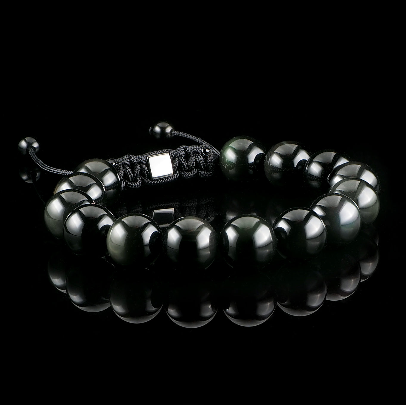 Obsidian 12mm Macramé Bracelet