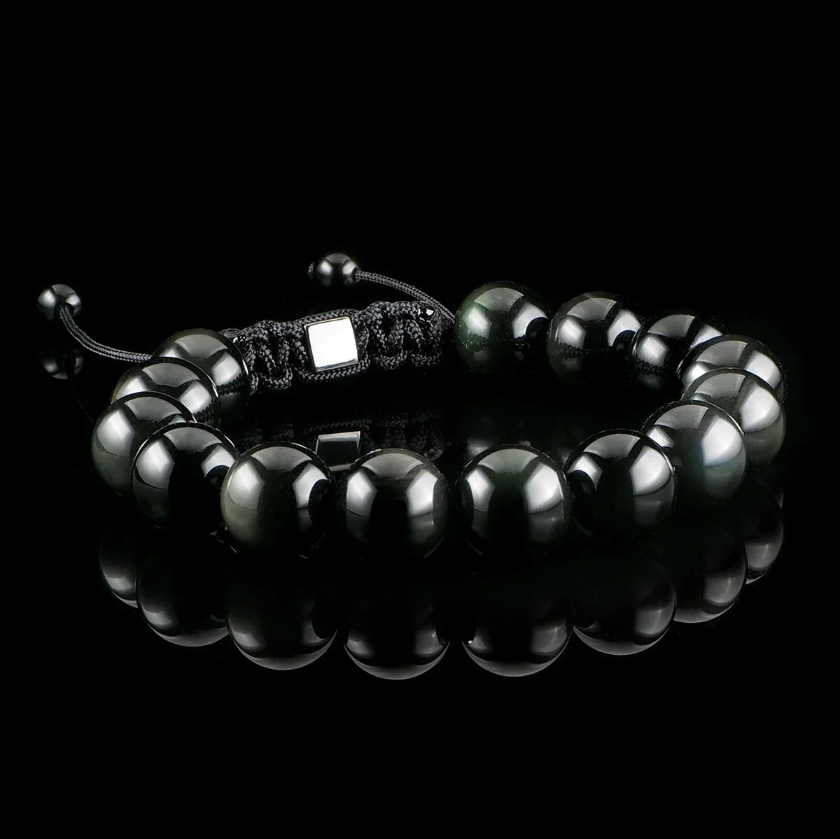 Obsidian 12mm Macramé Bracelet