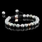Landscape Jasper + Rose Gold Macramé Bracelet