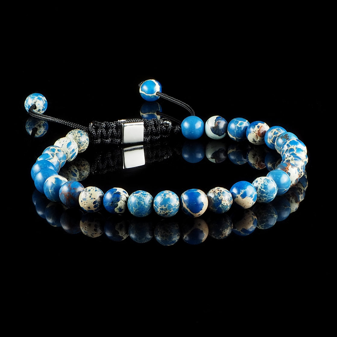 Blue Sediment Jasper Macramé Bracelet
