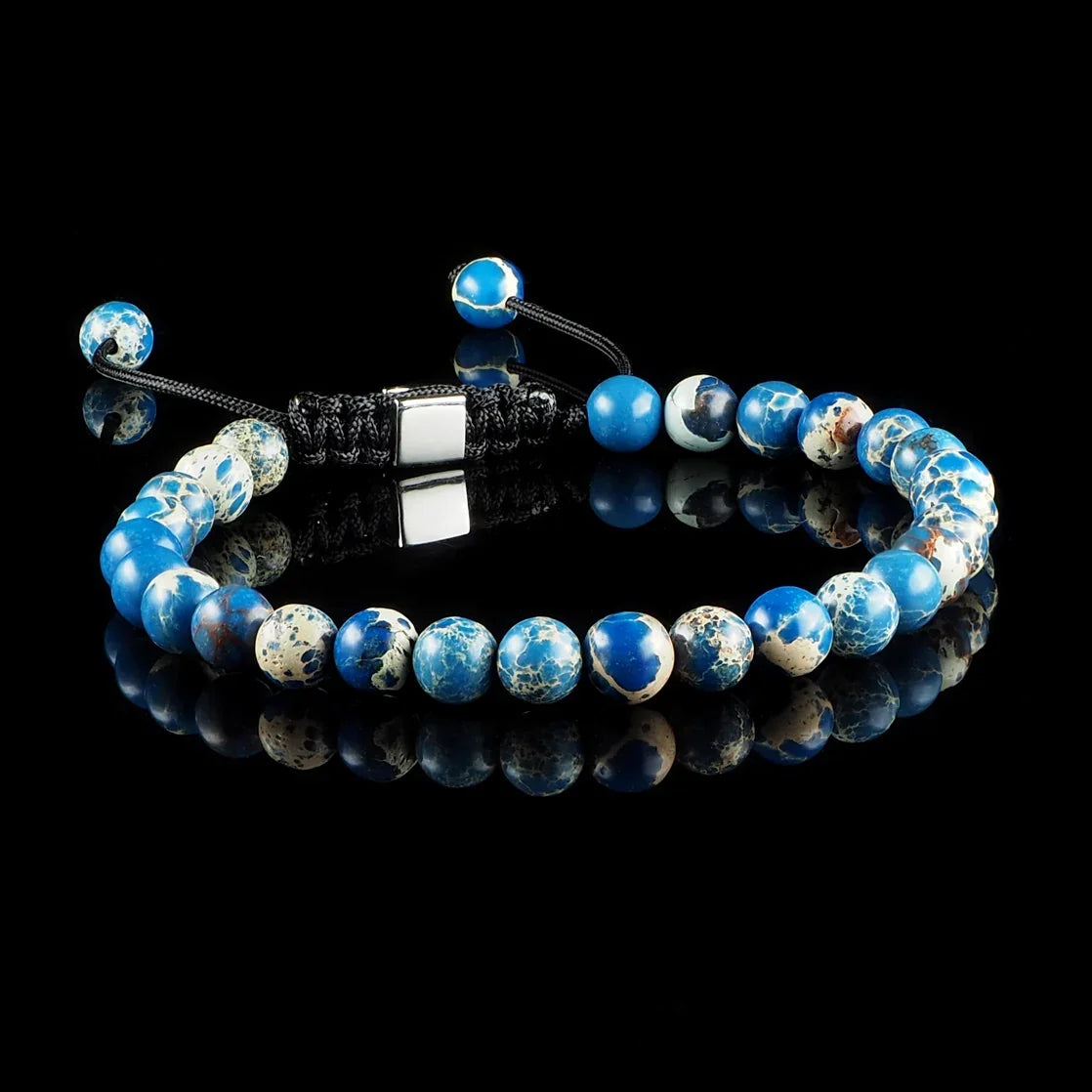 Blue Sediment Jasper Macramé Bracelet