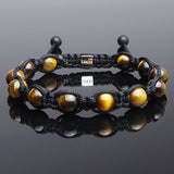 Yellow Tiger Eye Shamballa Bracelet - Premium Mens Bead Bracelet - Lukze