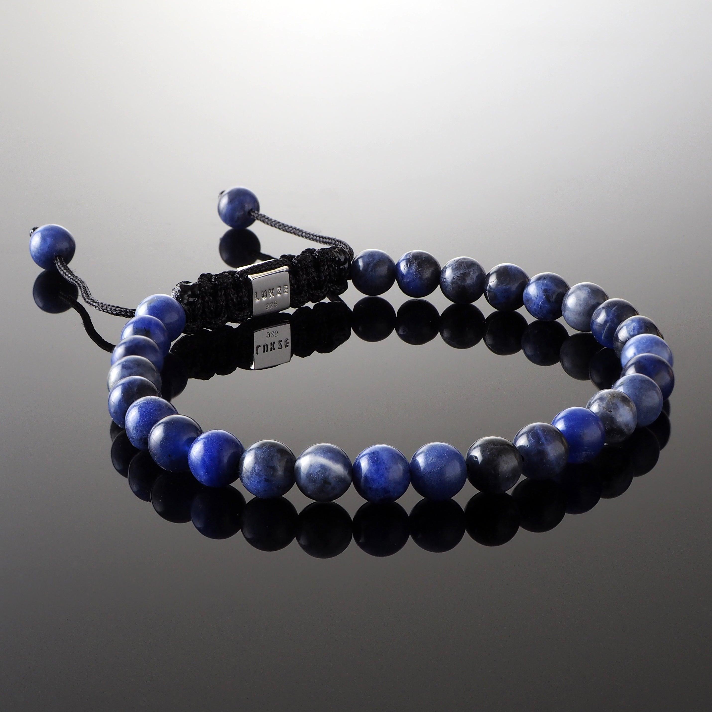 Sodalite Macramé Bracelet - Premium Mens Bead Bracelet - Lukze