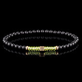Peridot, Onyx + Gelbgoldarmband