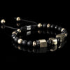 Lukze Golden Lustre Macramé Bracelet with matte black beads and gold-tone accents