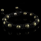 Golden Pyrite Shamballa Bracelet - Premium Mens Bead Bracelet - Lukze