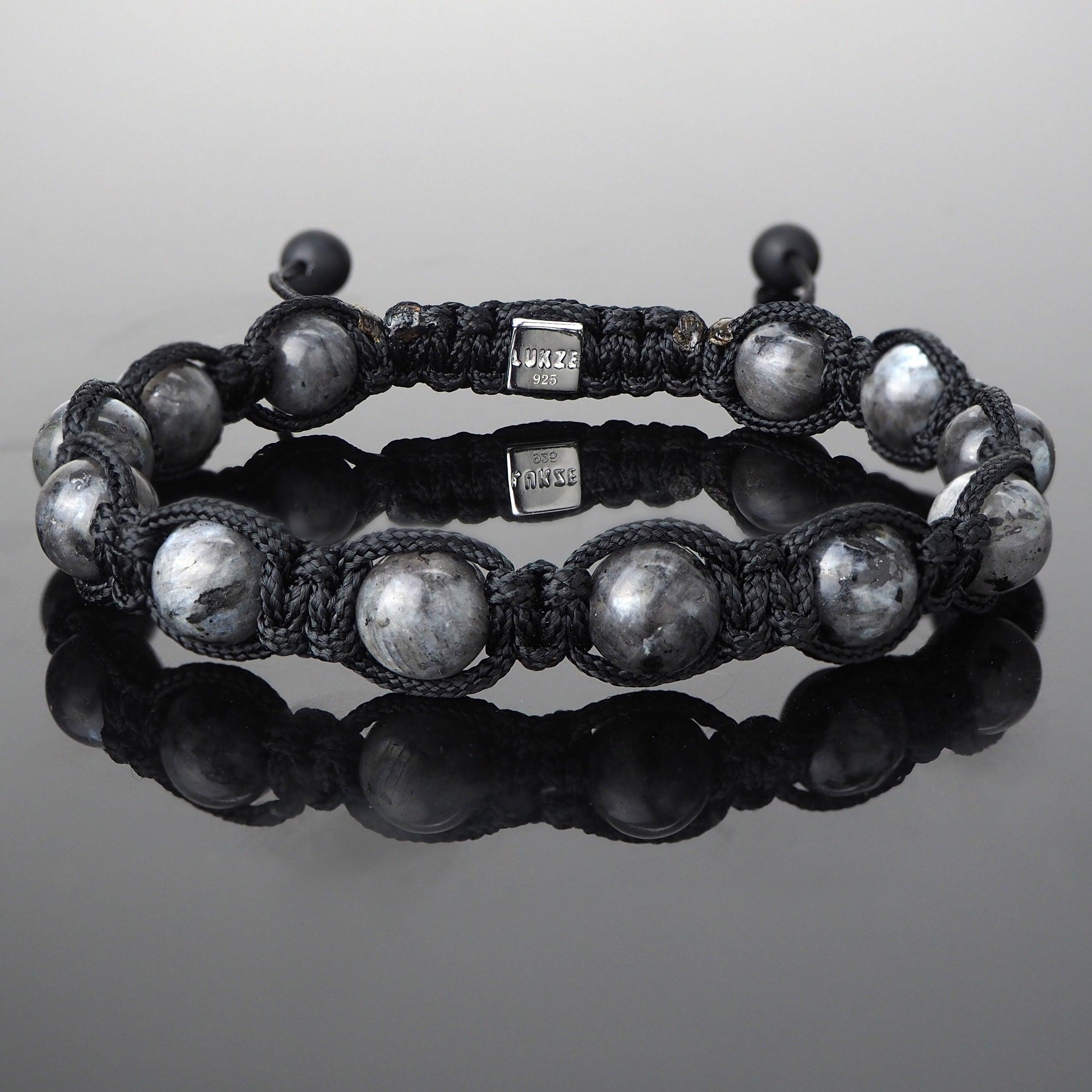 Larvikite Shamballa Bracelet - Premium Mens Bead Bracelet - Lukze