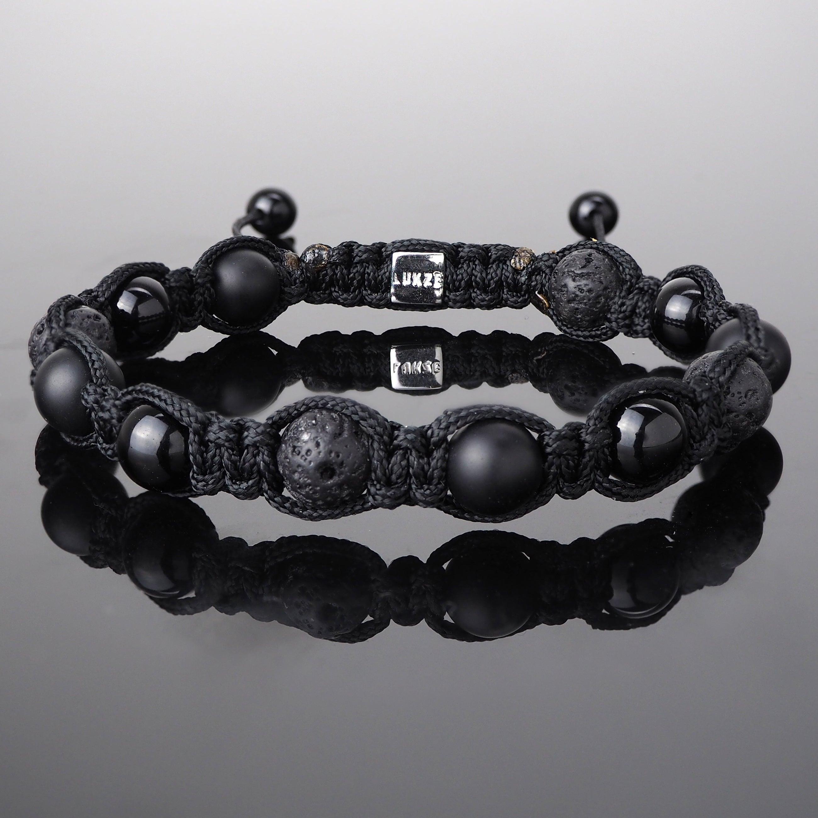 Triple Black Shamballa Bracelet - Premium Mens Bead Bracelet - Lukze