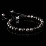 Silver Sheen Obsidian Macramé Bracelet