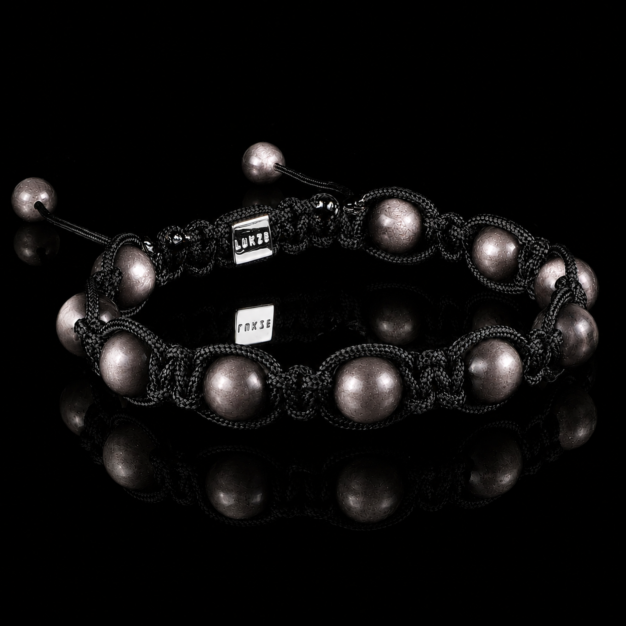 Silver Sheen Obsidian Shamballa Bracelet