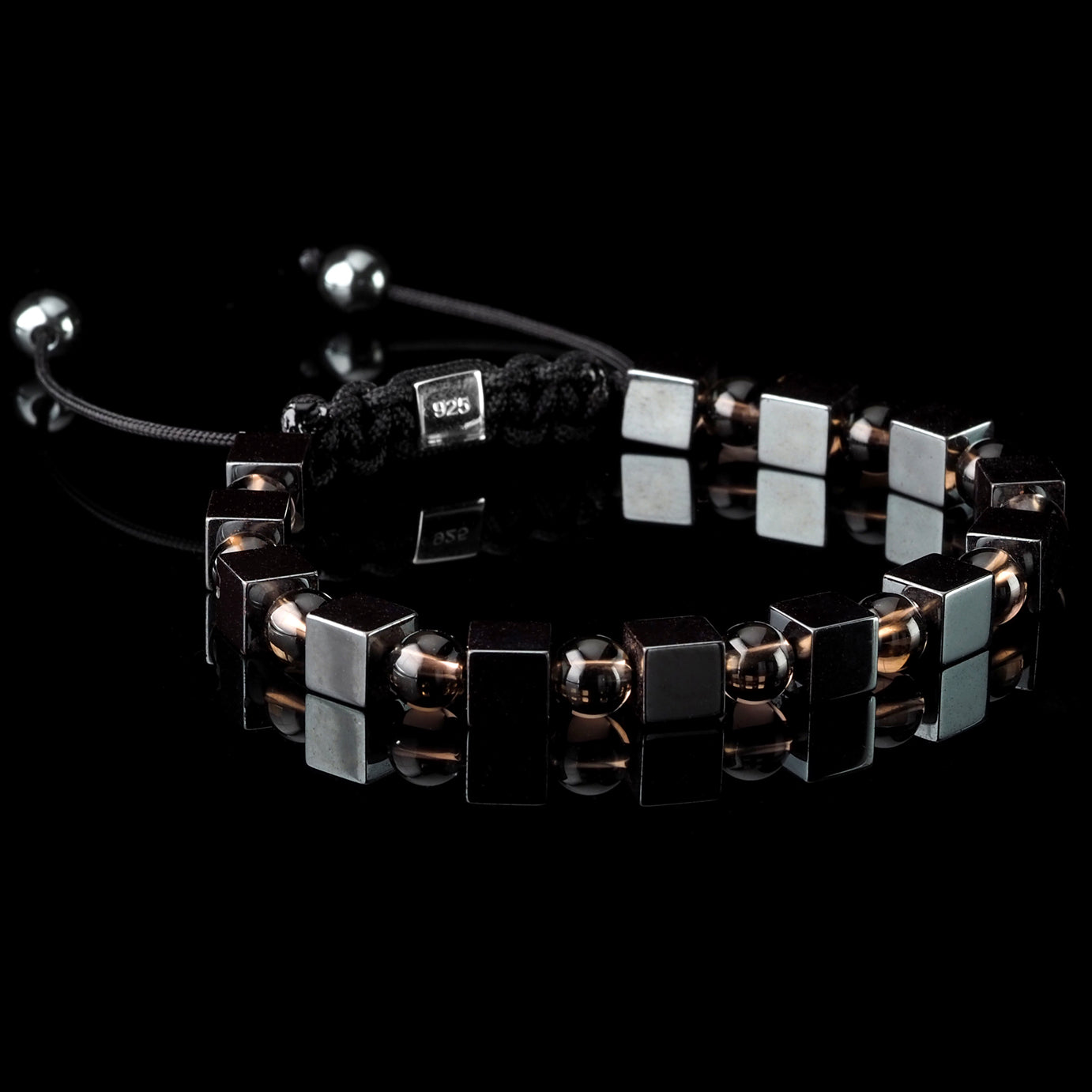 Hämatit + Rauchquarz Makramee Armband