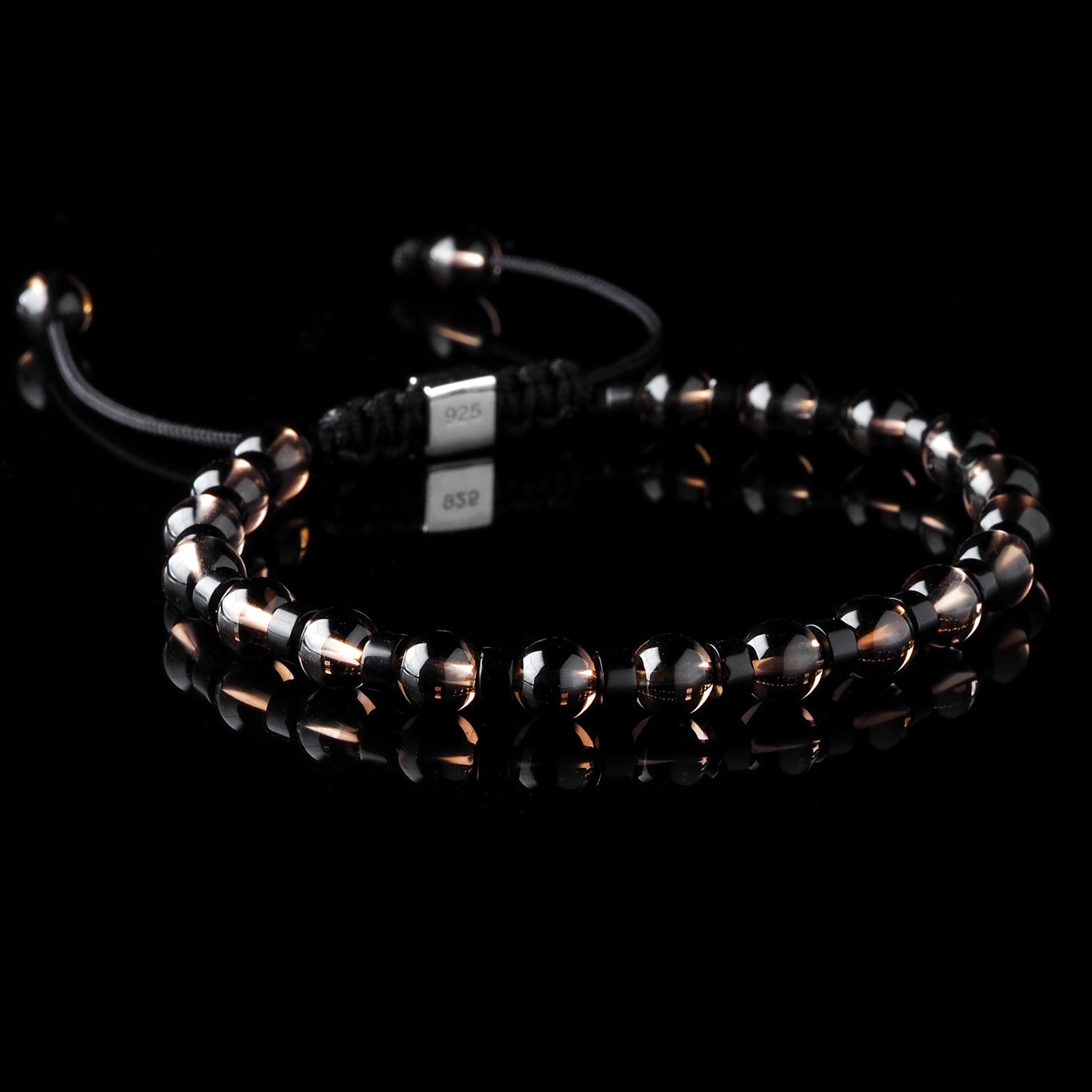 Onyx + Rauchquarz Makramee-Armband