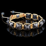 Lukze Golden Stargazer Shamballa Bracelet with black embossed beads and gold cord
