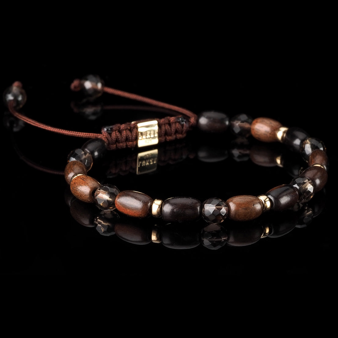 Armband Tiger-Kamagong-Holz, Quarz + Gold