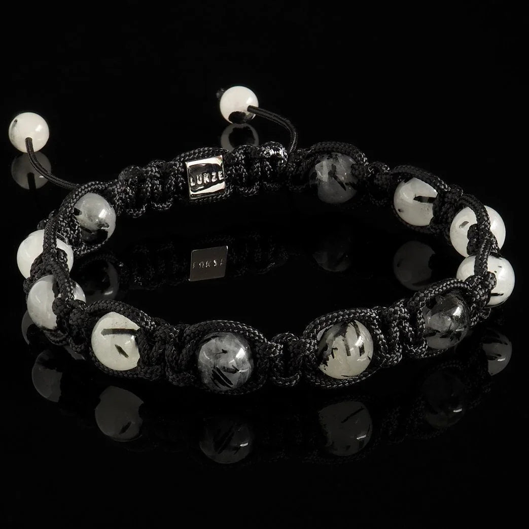 Tourmalinated Quartz Shamballa Bracelet - Premium Mens Bead Bracelet - Lukze