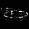 Lukze Triple Black V2 Macramé Bracelet with black lava stone and silver beads