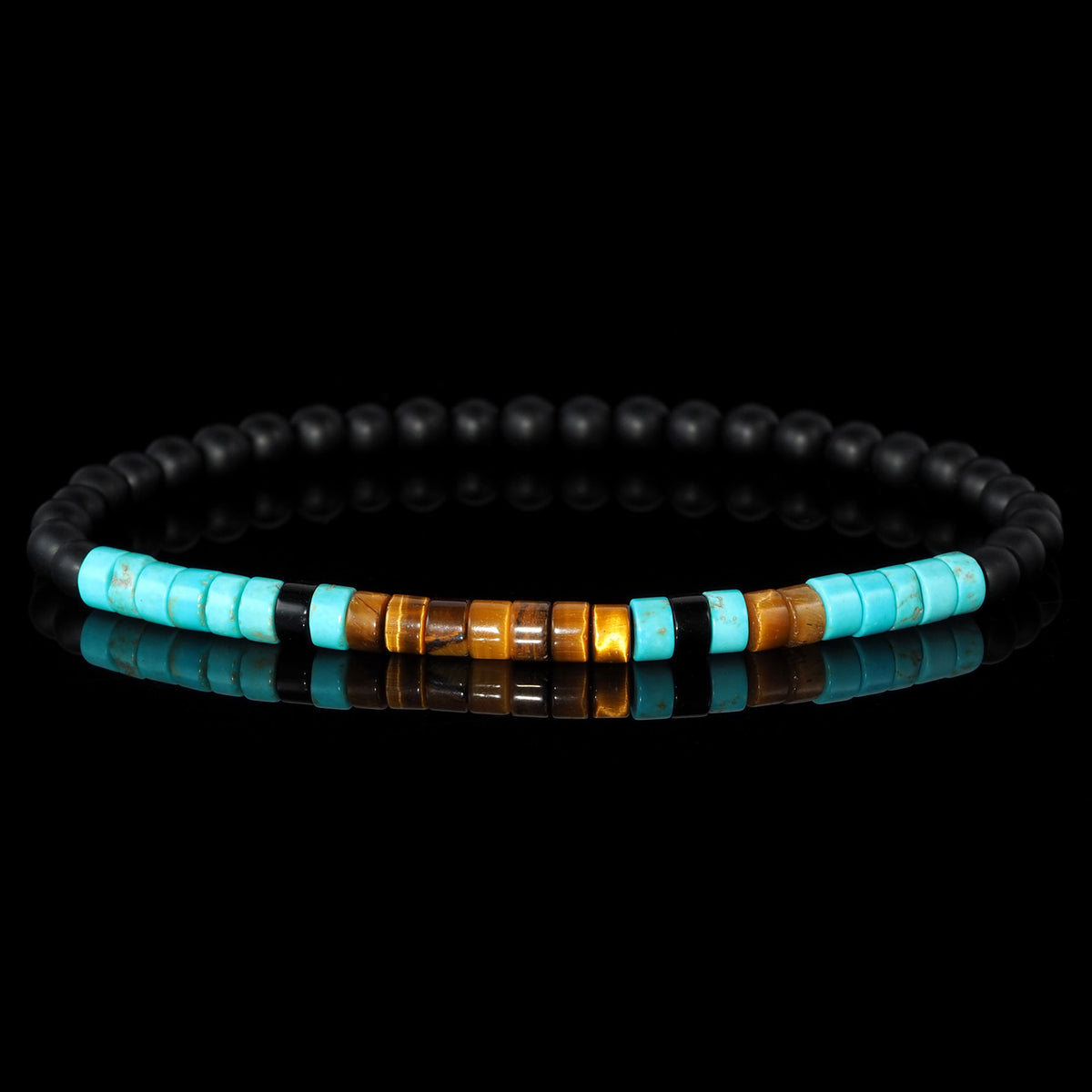 Turquoise, Tigereye + Onyx Bracelet