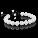 White Jade 10mm Macramé Bracelet