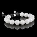 White Jade 12mm Macramé Bracelet