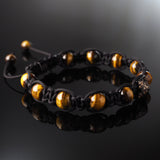 Champagne CZ Diamond + Yellow Tiger's Eye Shamballa Bracelet - Premium Mens Bead Bracelet - Lukze